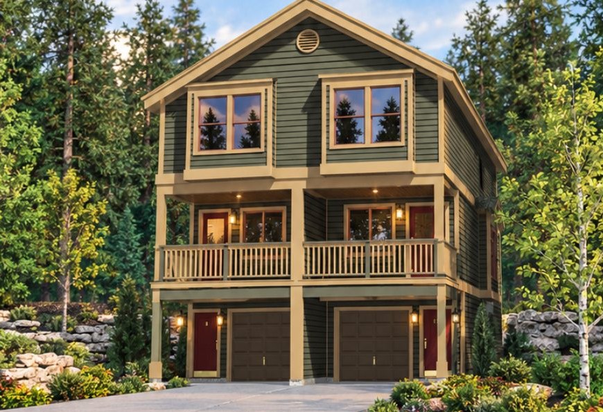 Conceptual duplex townhome building proposed by BLD Companies for 450 Boyd Street in Pontiac